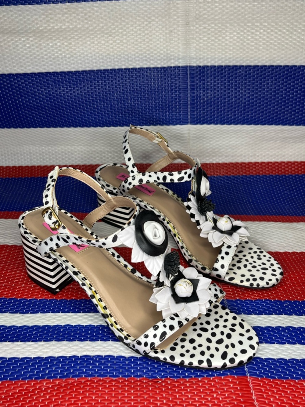 BETSEY JOHNSON Adde Polka Dot  Floral Dress Sandal Women size 7.5 Shoes Casual - Picture 9 of 11